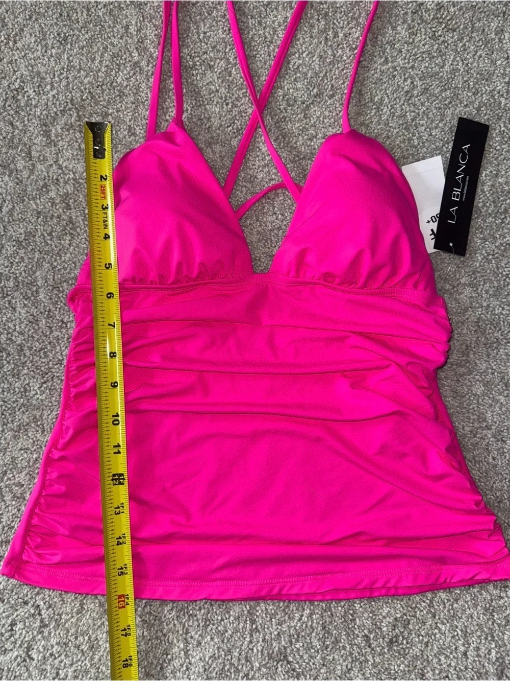 La Blanca Vibrant Fuchsia Tankini Cami with Crisscross Straps